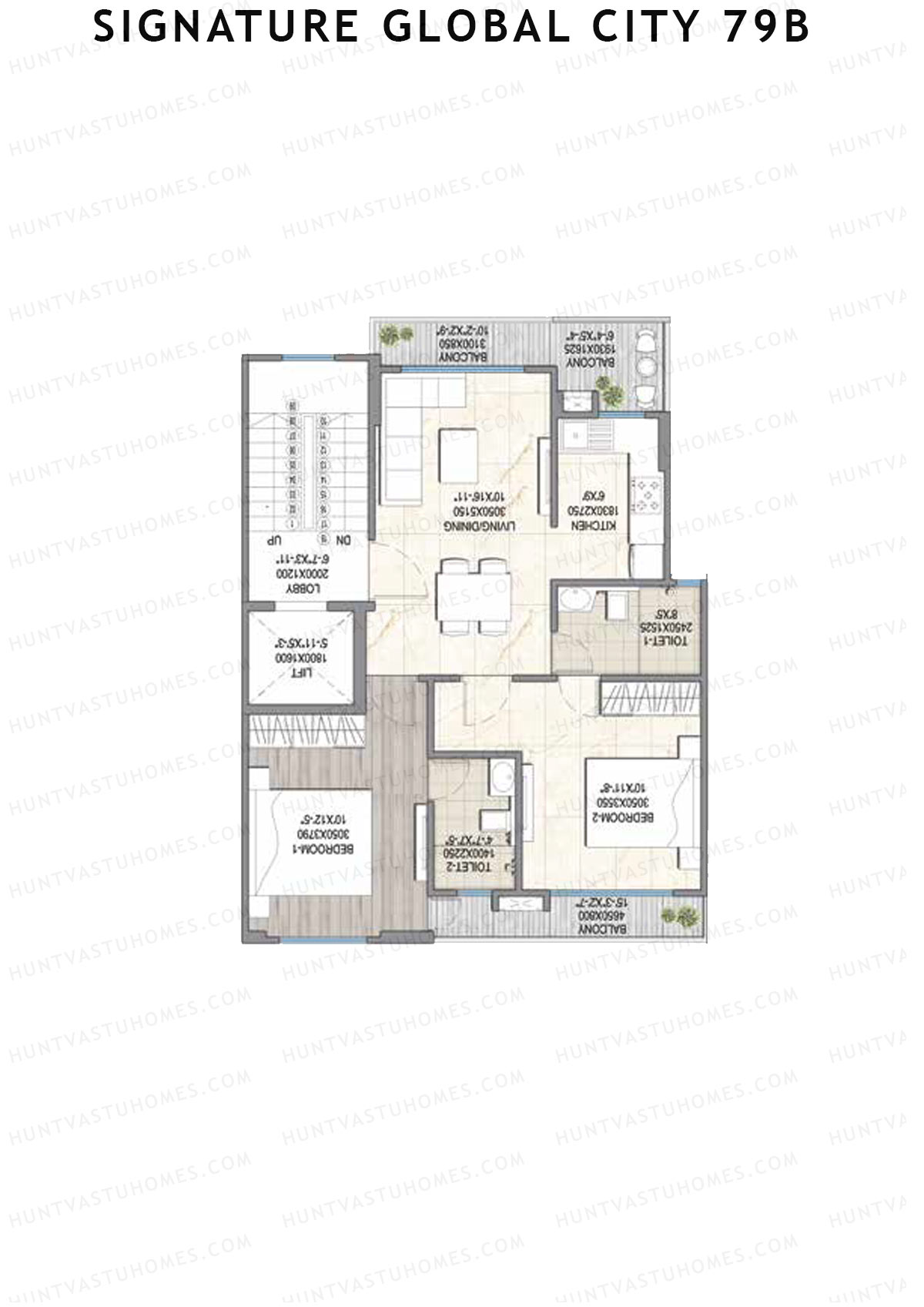 Signature Global City 79B Row C1-C19 Unit 8 (Type C) Floor Plan