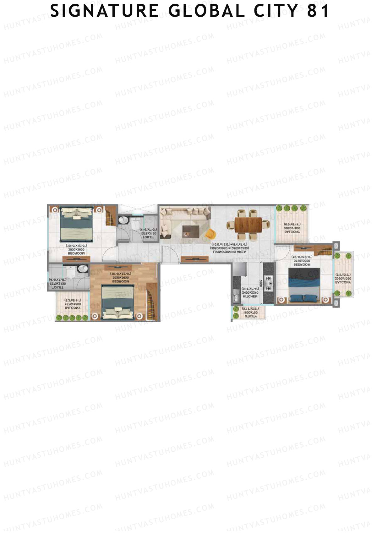 Signature Global City 81 Block A1-A11 Unit 1 (Type A) Floor Plan