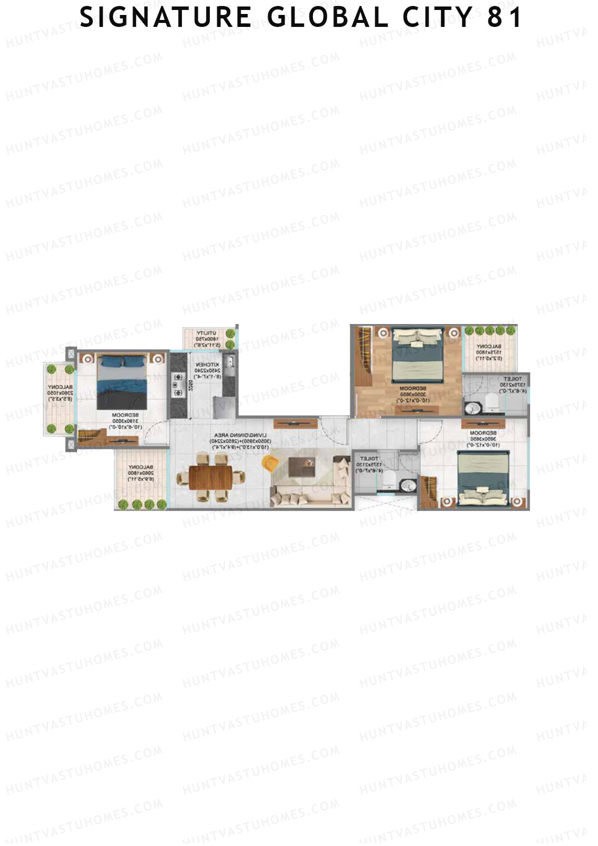 Signature Global City 81 Block A12-A22 Unit 13 (Type A) Floor Plan