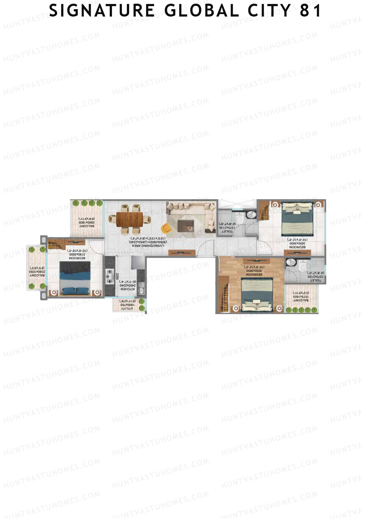 Signature Global City 81 Block A12-A22 Unit 14 (Type A) Floor Plan