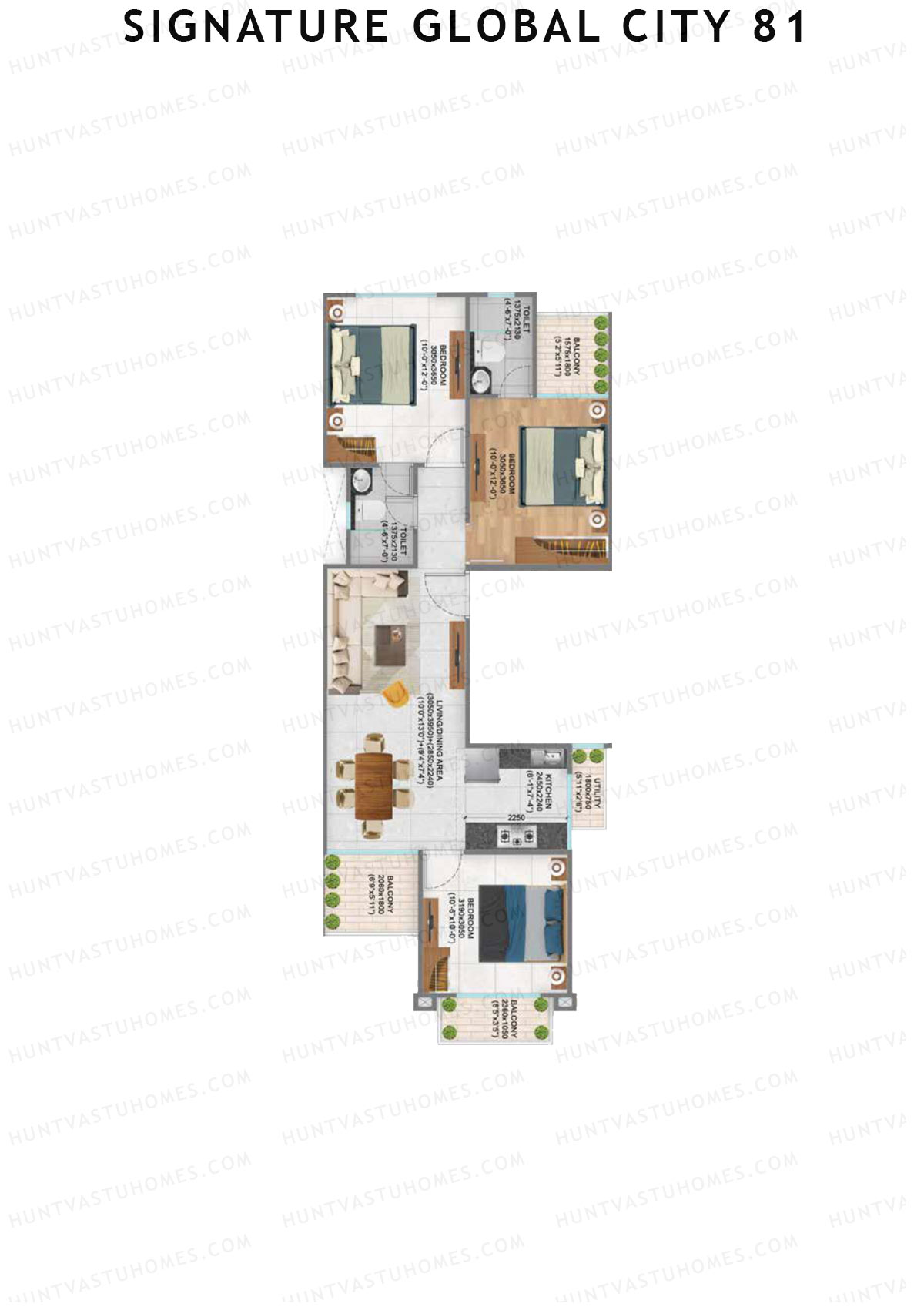 Signature Global City 81 Block A49-A60 Unit 53 (Type A) Floor Plan