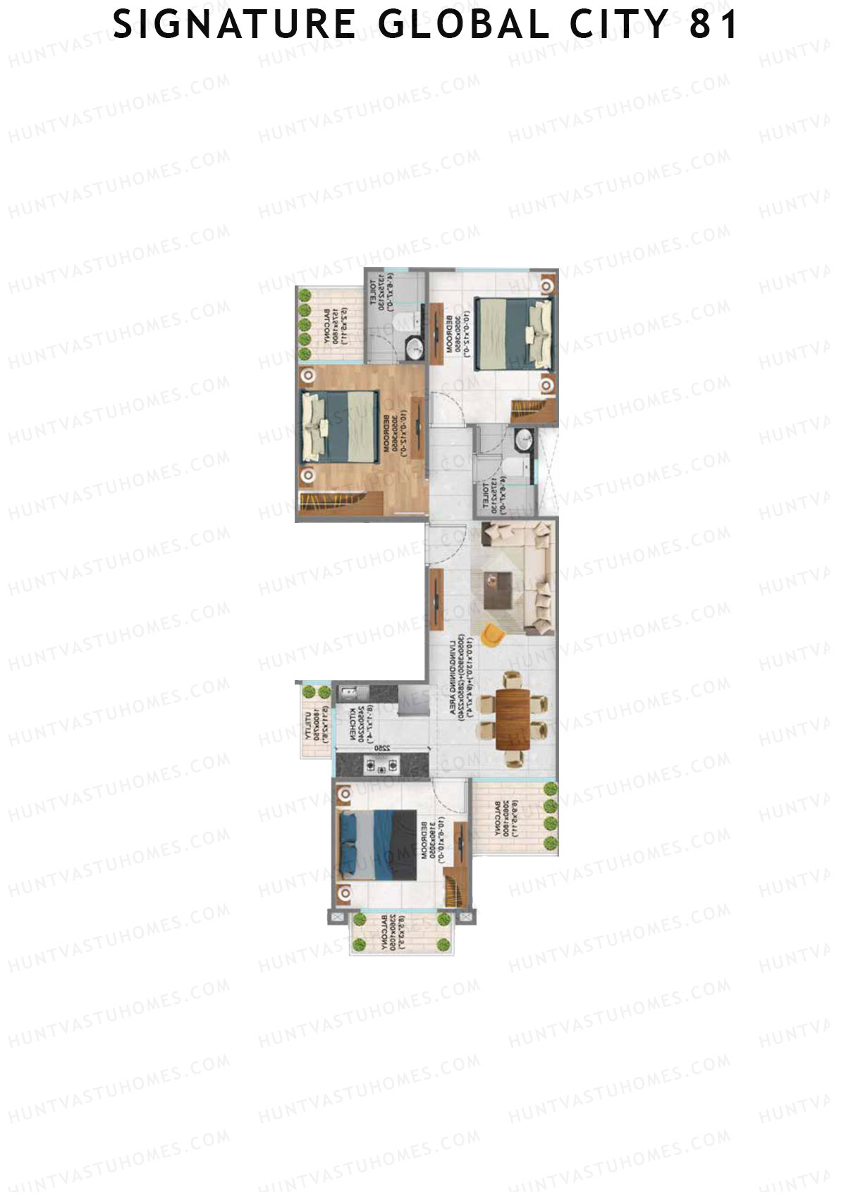 Signature Global City 81 Block A49-A60 Unit 60 (Type A) Floor Plan