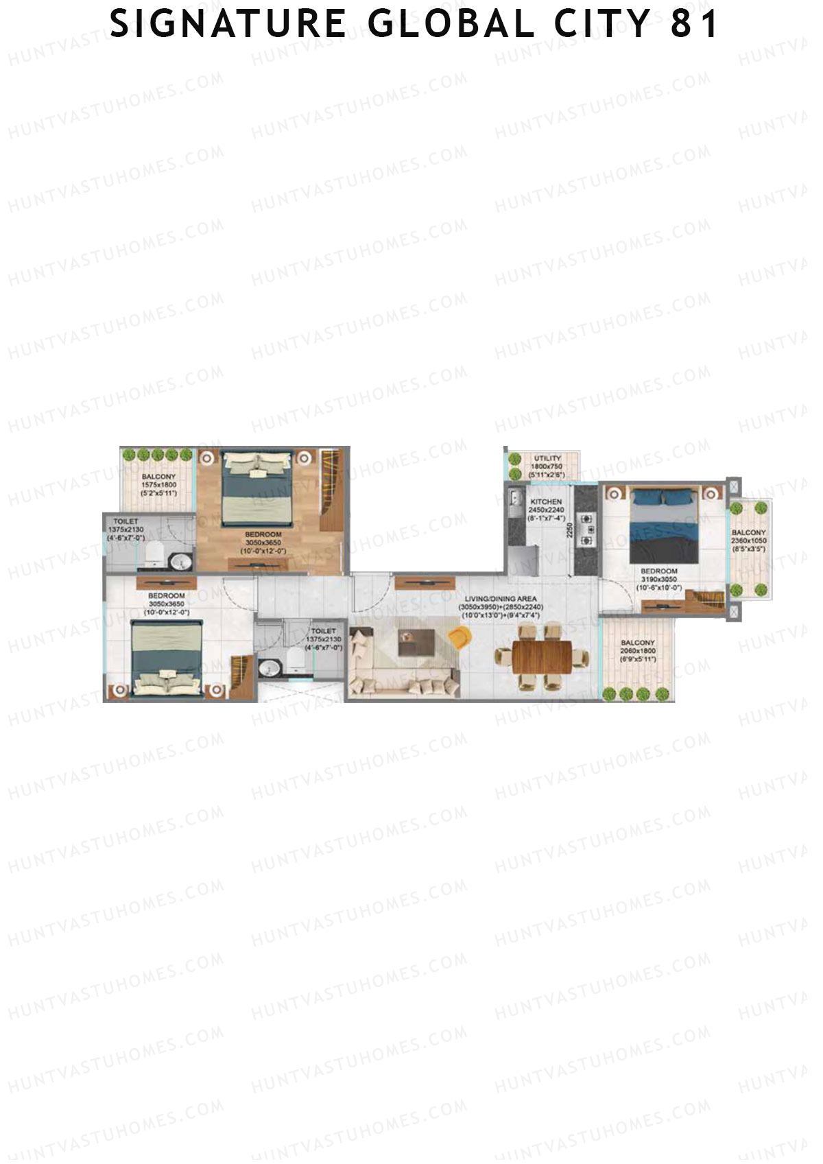 Signature Global City 81 Block A92-A96 Unit 92 (Type A) Floor Plan