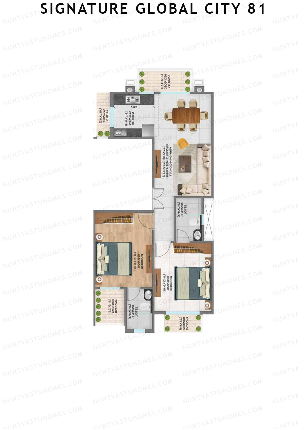 Signature Global City 81 Block B1-B12 Unit 8 (Type B) Floor Plan