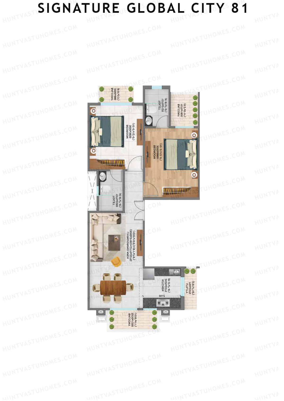 Signature Global City 81 Block B24-B34 Unit 24 (Type B) Floor Plan