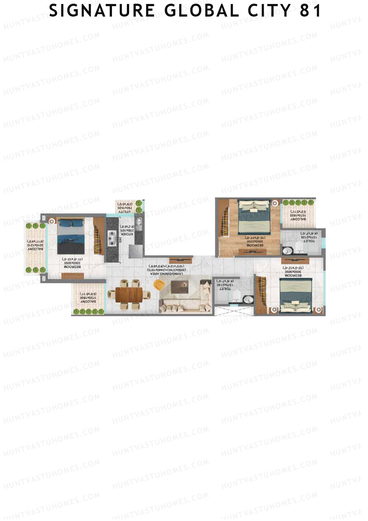 Signature Global City 81 Block C10-C18 Unit 13 (Type C) Floor Plan