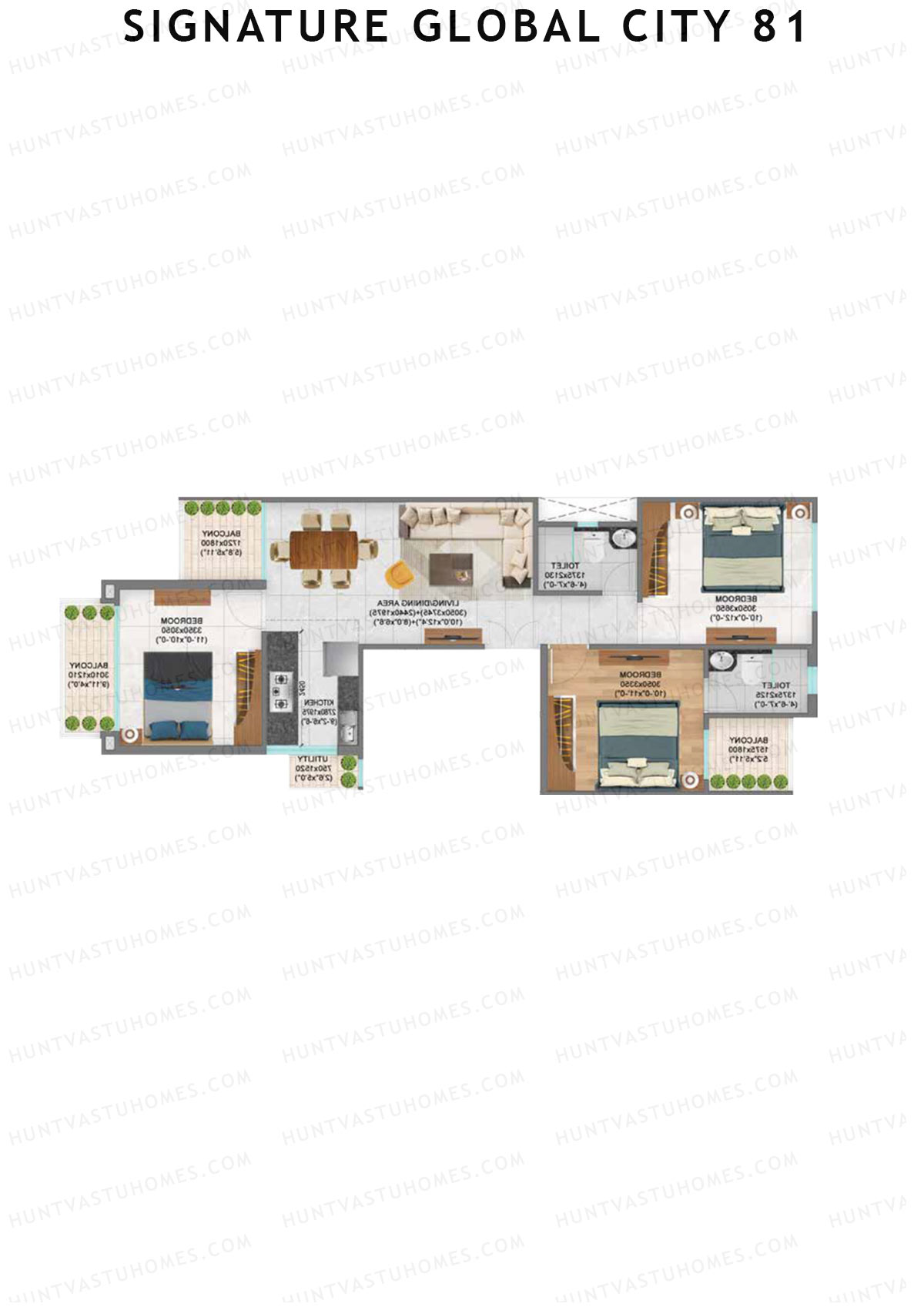 Signature Global City 81 Block C10-C18 Unit 14 (Type C) Floor Plan