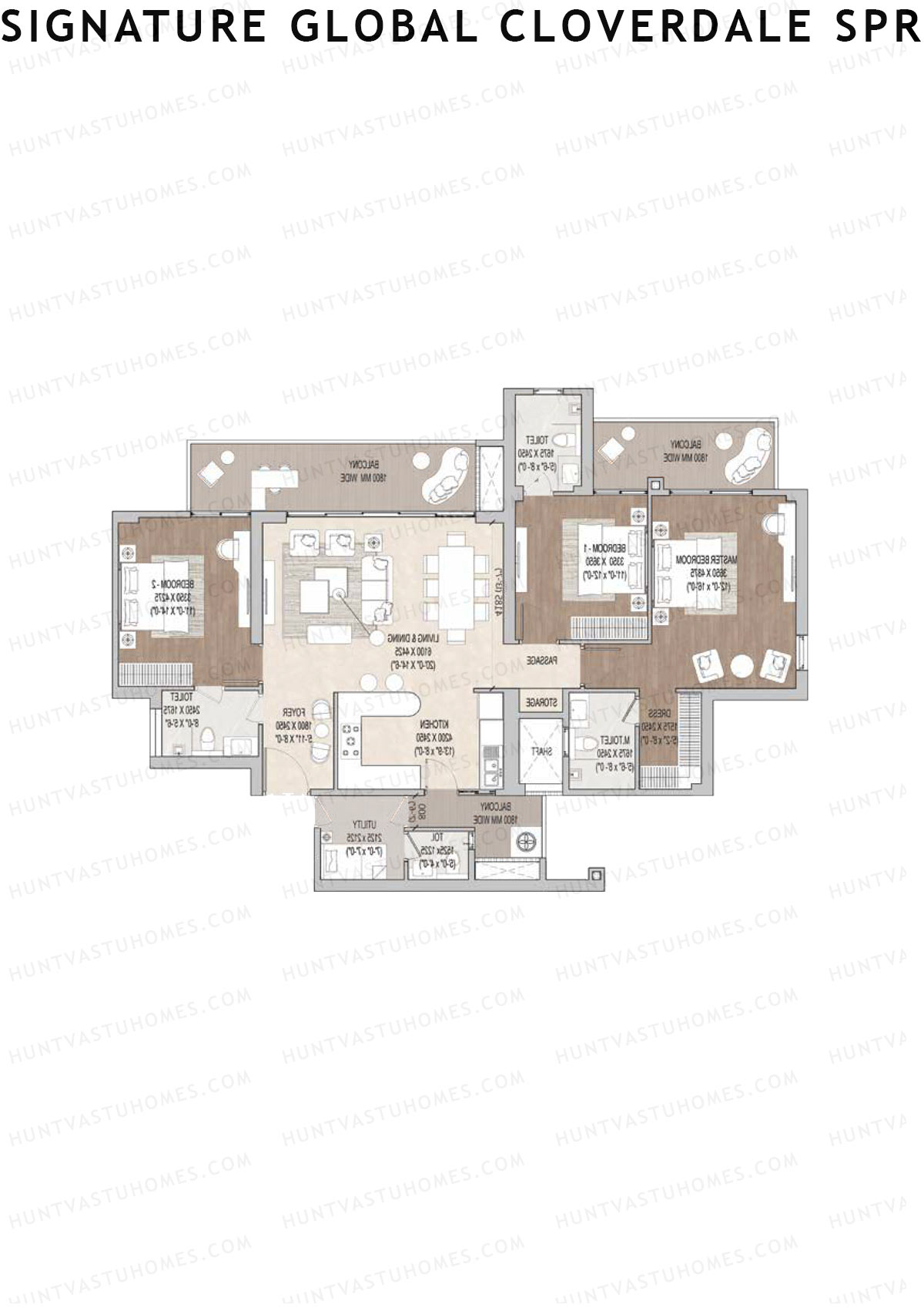 Signature Global Cloverdale SPR Tower 10 Unit 1 Floor Plan