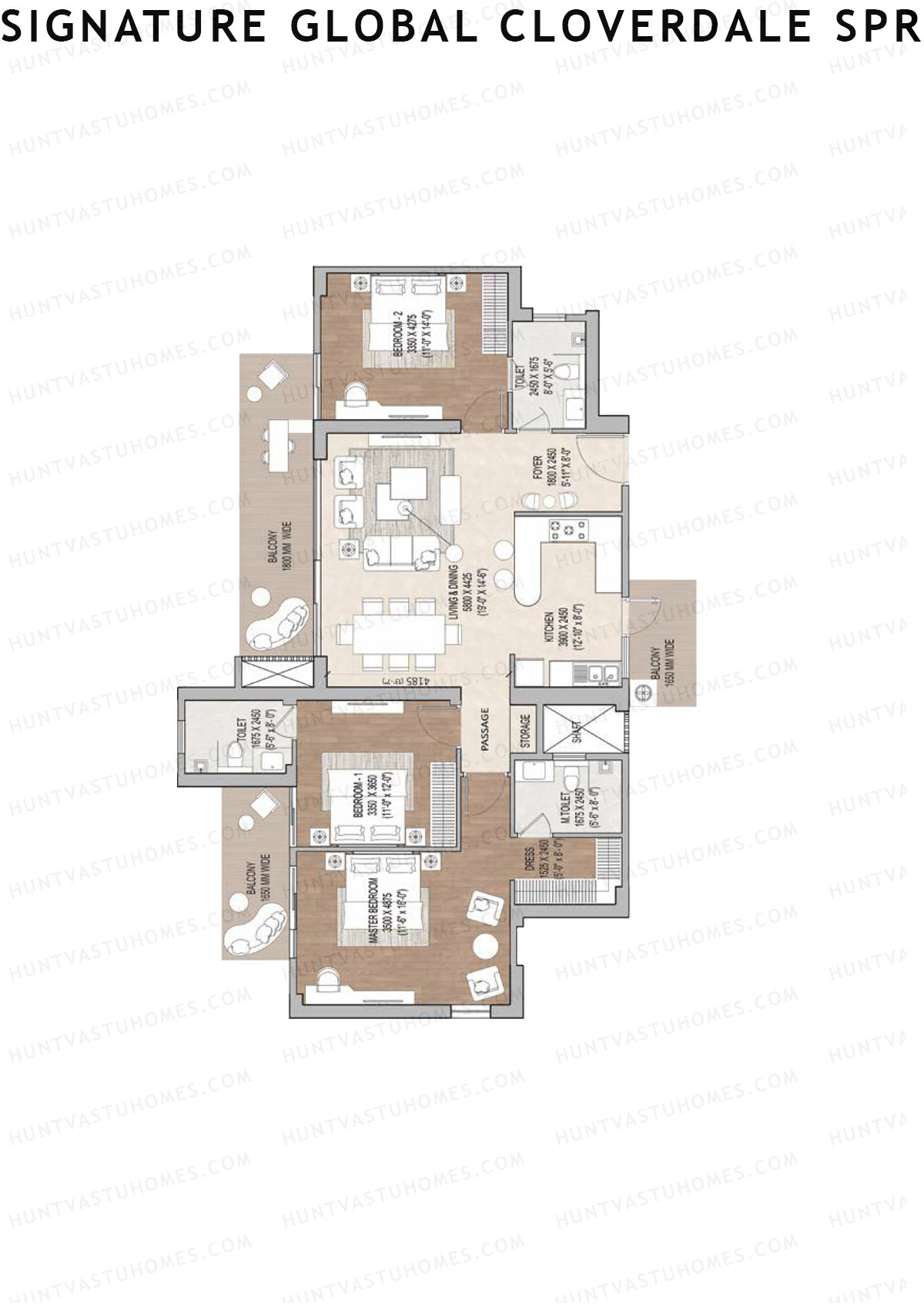 Signature Global Cloverdale SPR Tower 11 Unit 1 Floor Plan