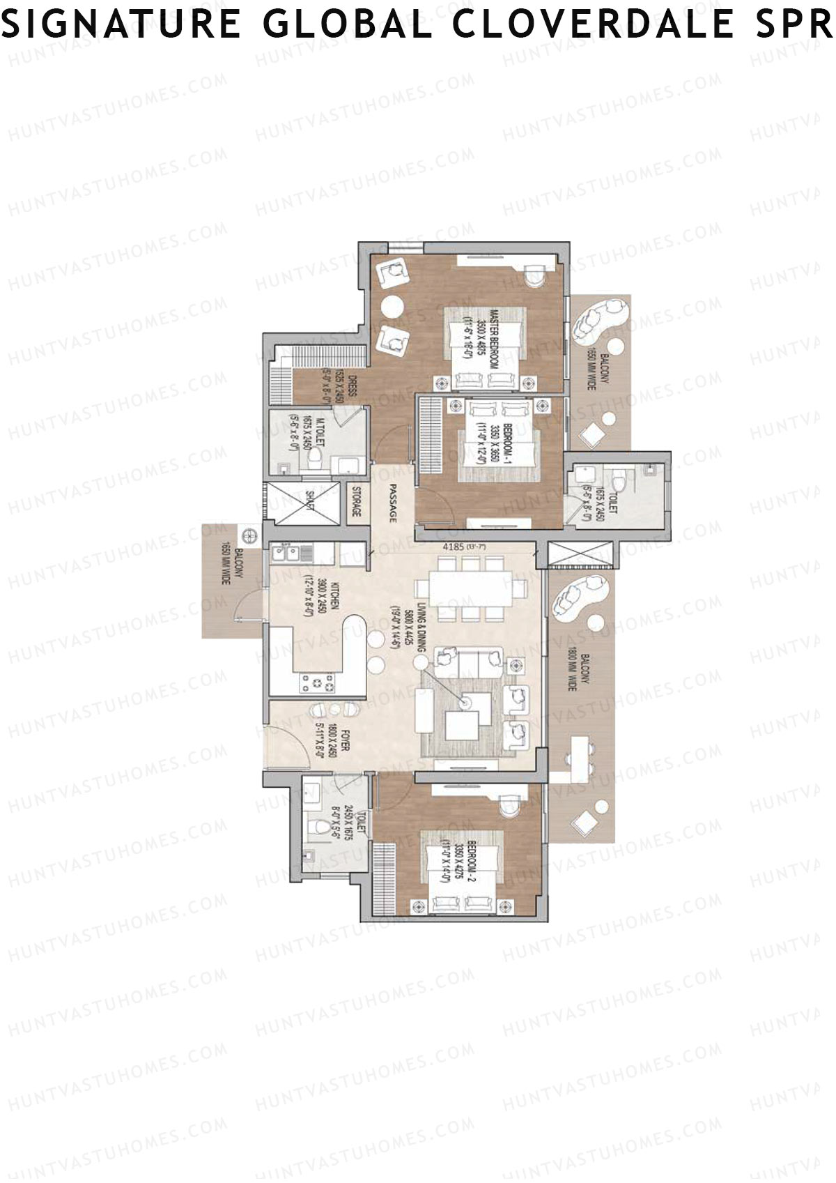 Signature Global Cloverdale SPR Tower 14 Unit 3 Floor Plan