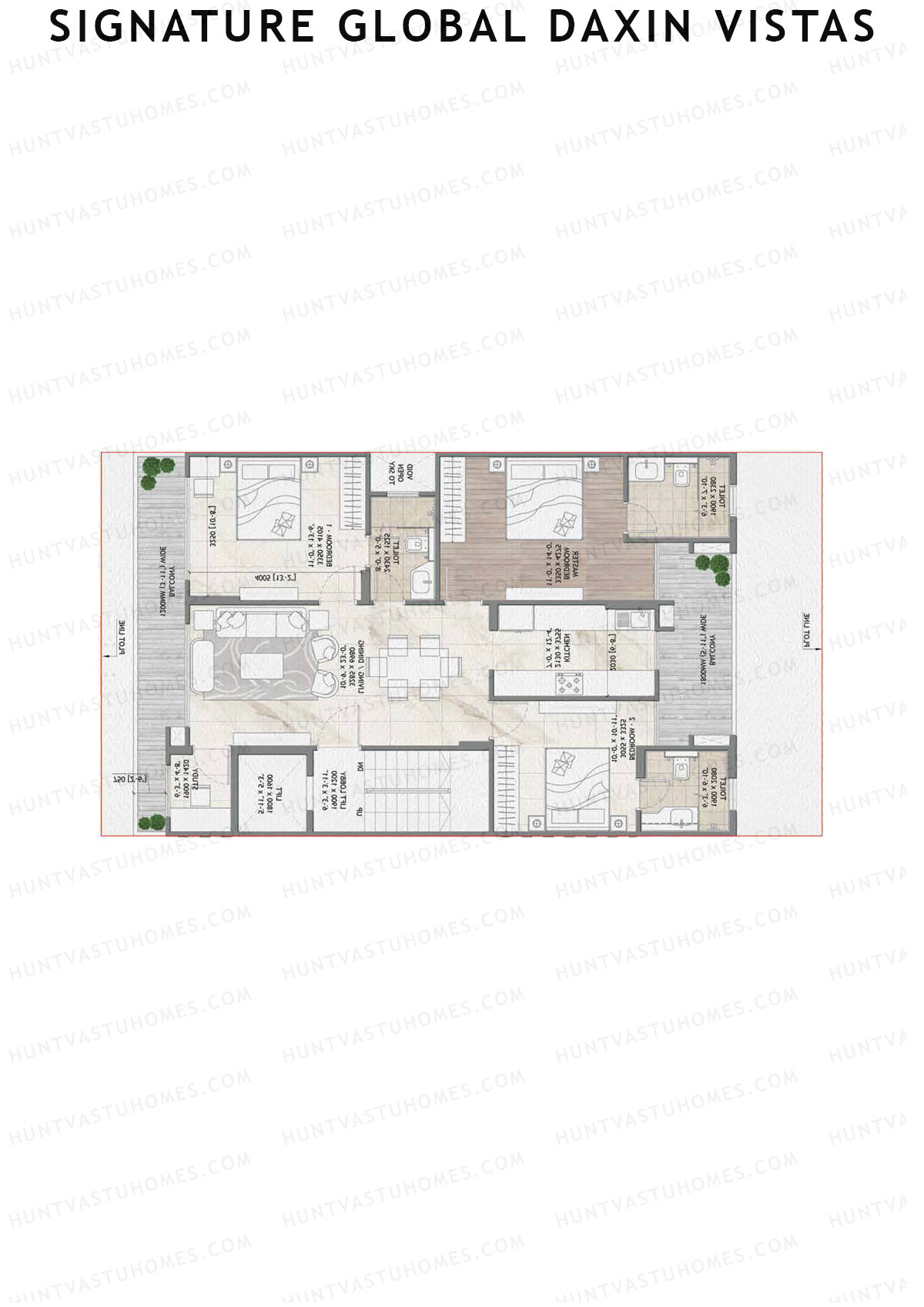 Signature Global Daxin Vistas Block 443-450 Unit 444 (Type A) Floor Plan