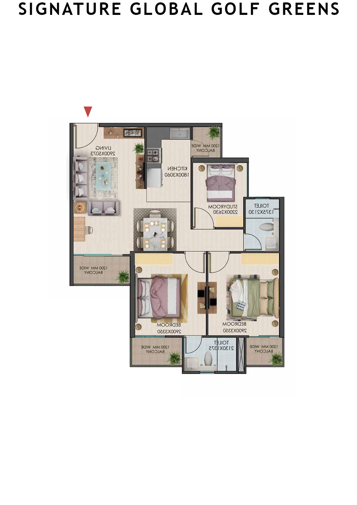 Signature Global Golf Greens Tower A Unit 7 (Type 1) Floor Plan