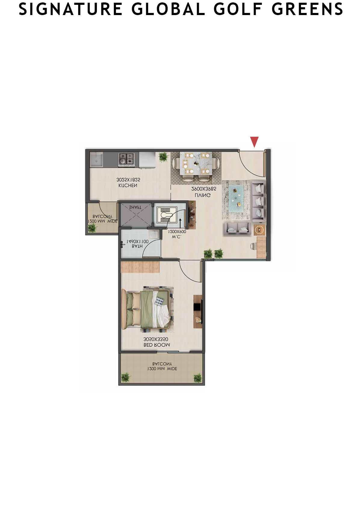 Signature Global Golf Greens Tower C Unit 10 (Type 1) Floor Plan