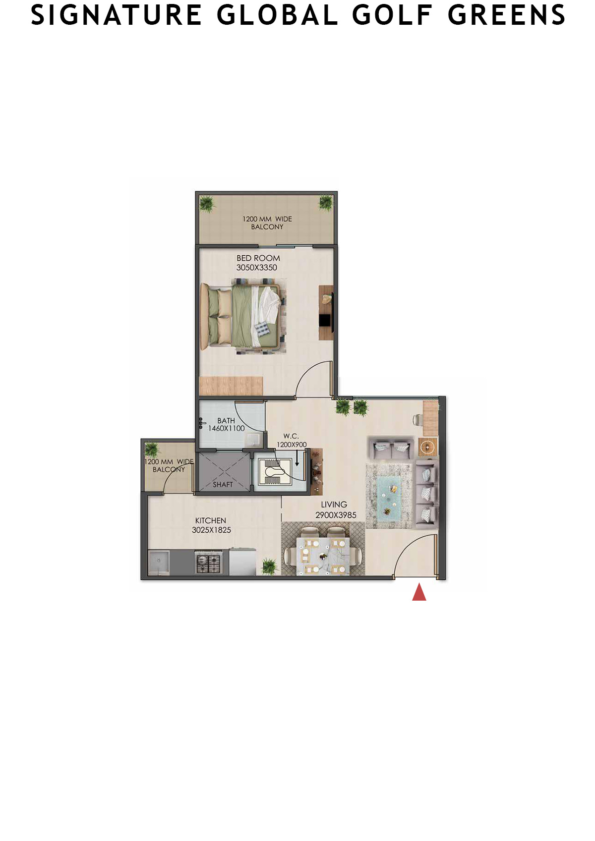 Signature Global Golf Greens Tower C Unit 1 (Type 1) Floor Plan