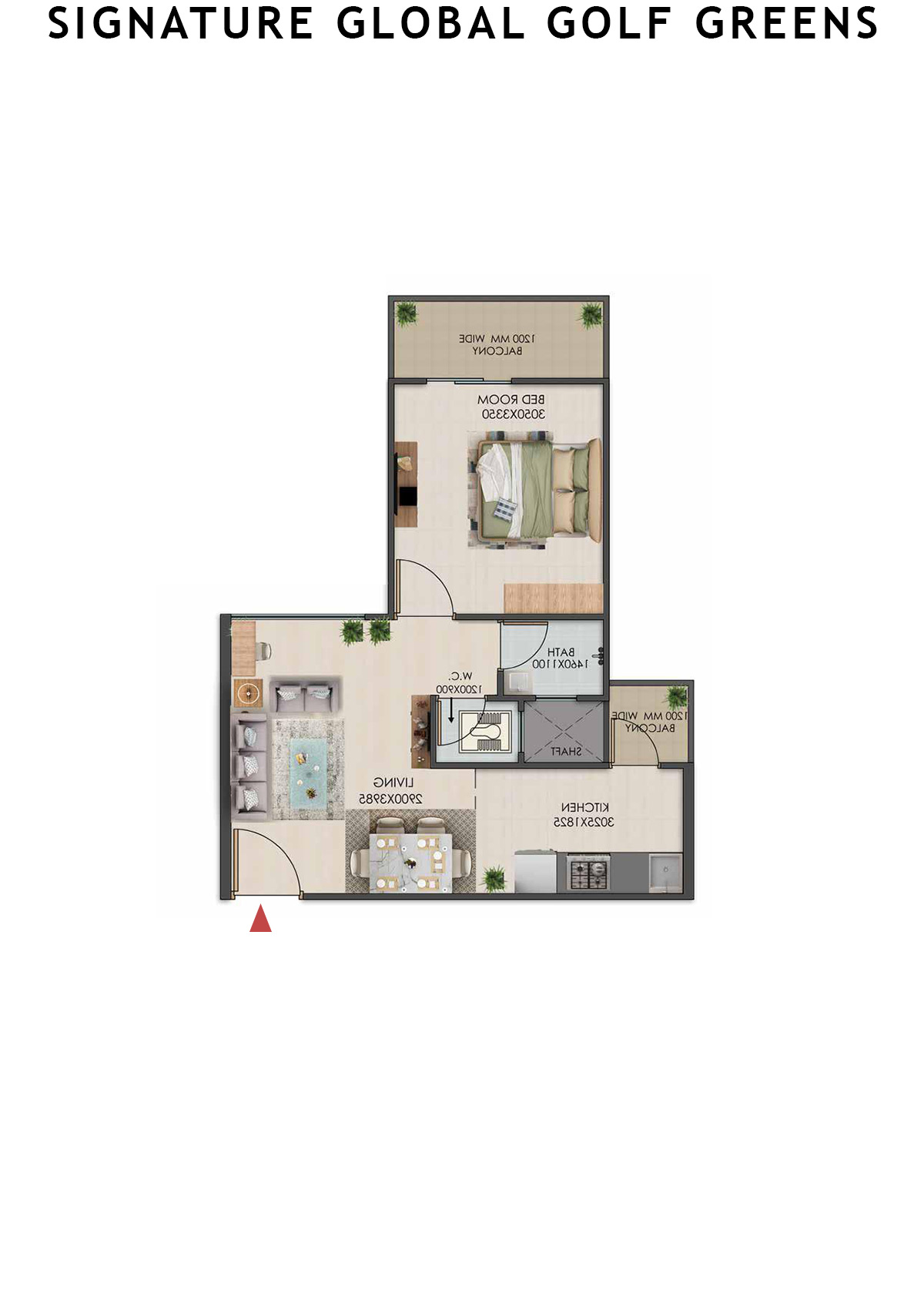 Signature Global Golf Greens Tower C Unit 2 (Type 1) Floor Plan