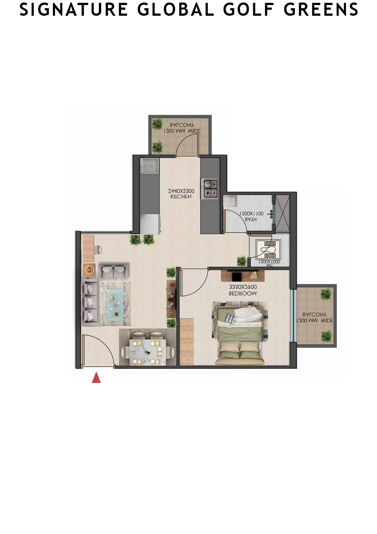 Signature Global Golf Greens Tower C Unit 3 (Type 2) Floor Plan