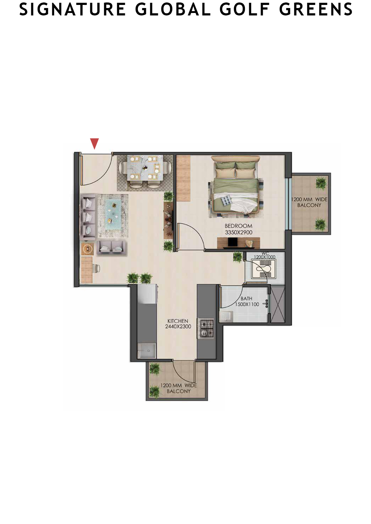 Signature Global Golf Greens Tower C Unit 8 (Type 2) Floor Plan
