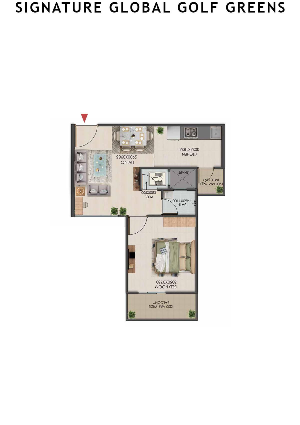 Signature Global Golf Greens Tower C Unit 9 (Type 1) Floor Plan