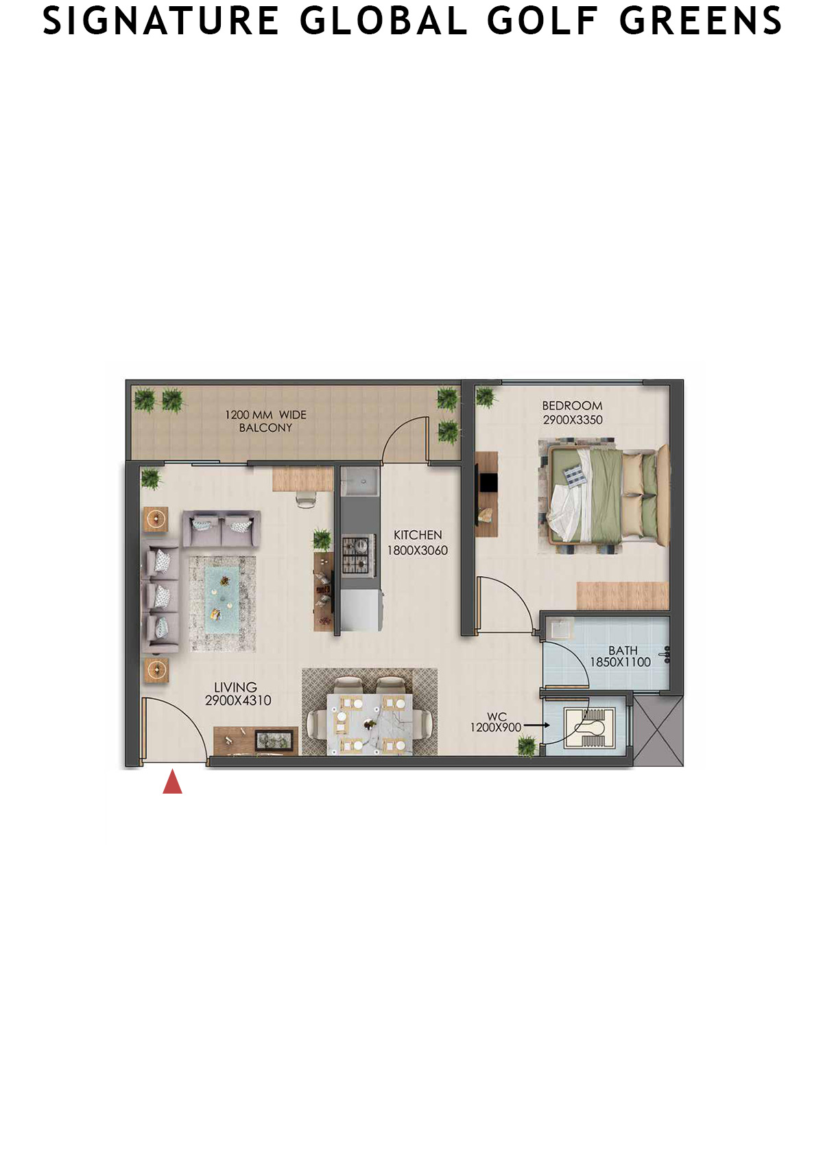Signature Global Golf Greens Tower D Unit 1 (Type 3) Floor Plan