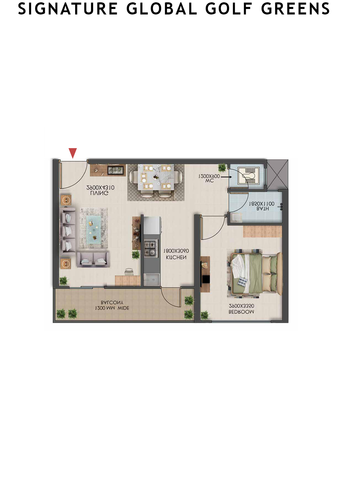 Signature Global Golf Greens Tower D Unit 2 (Type 3) Floor Plan