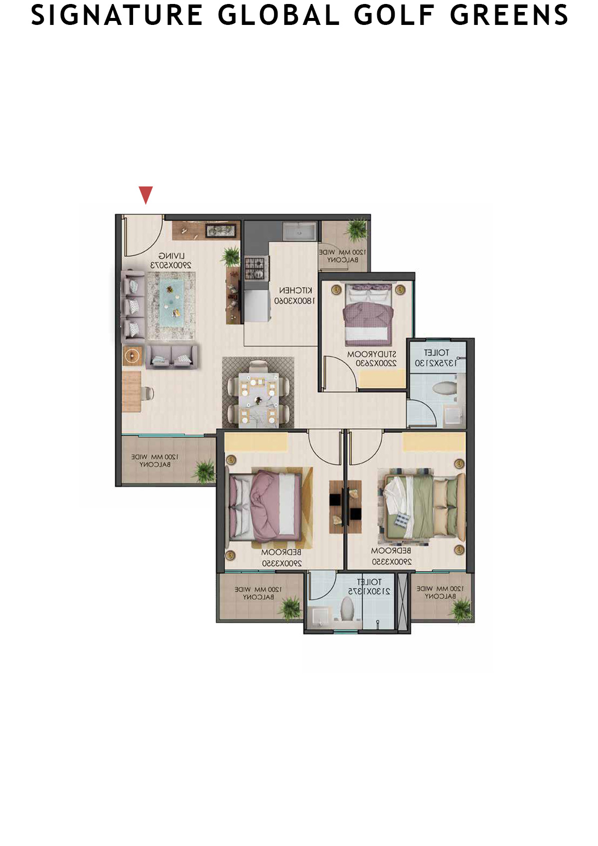 Signature Global Golf Greens Tower E Unit 7 (Type 1) Floor Plan