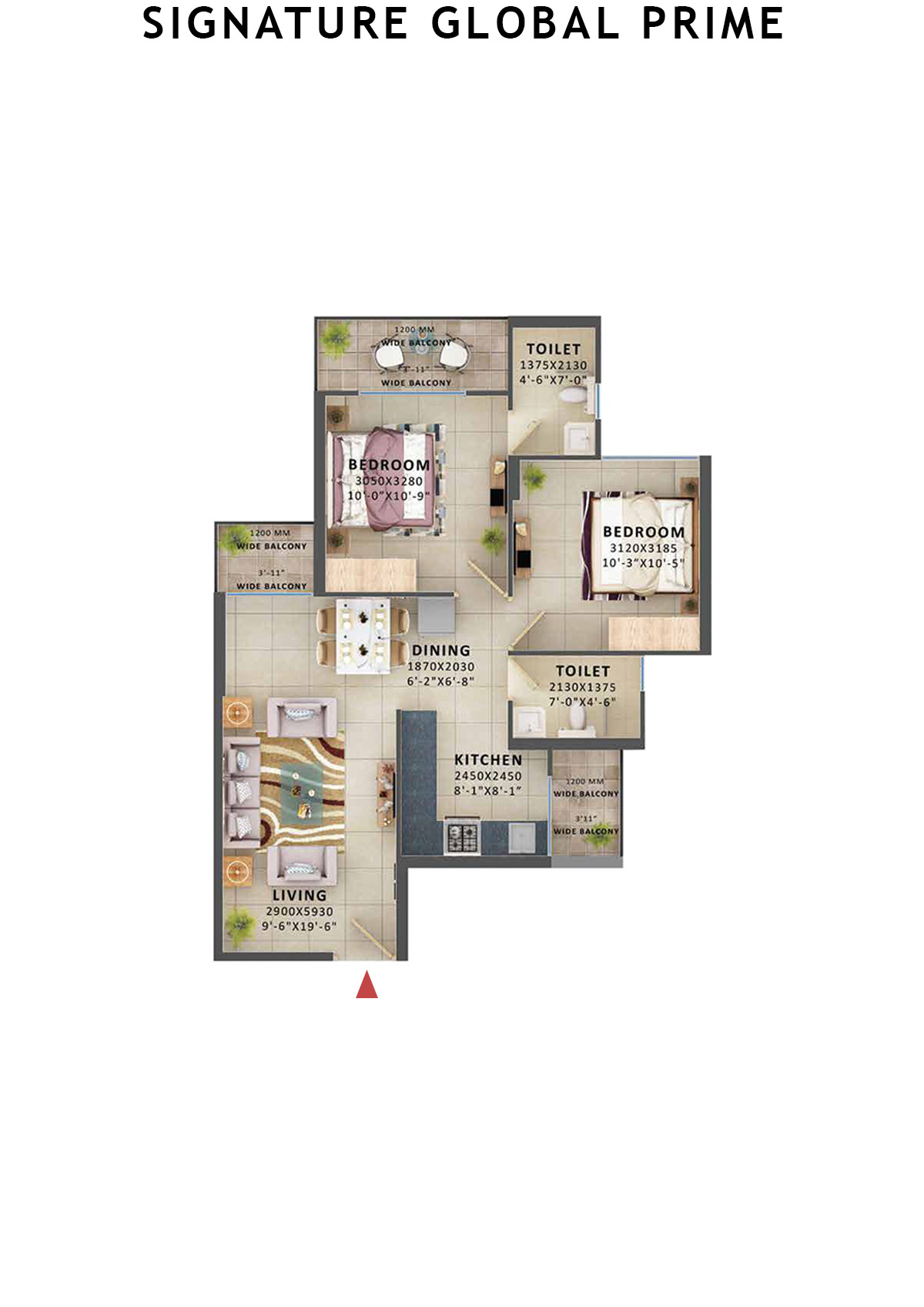 Signature Global Prime Tower C Unit 3 (Type 4) Floor Plan