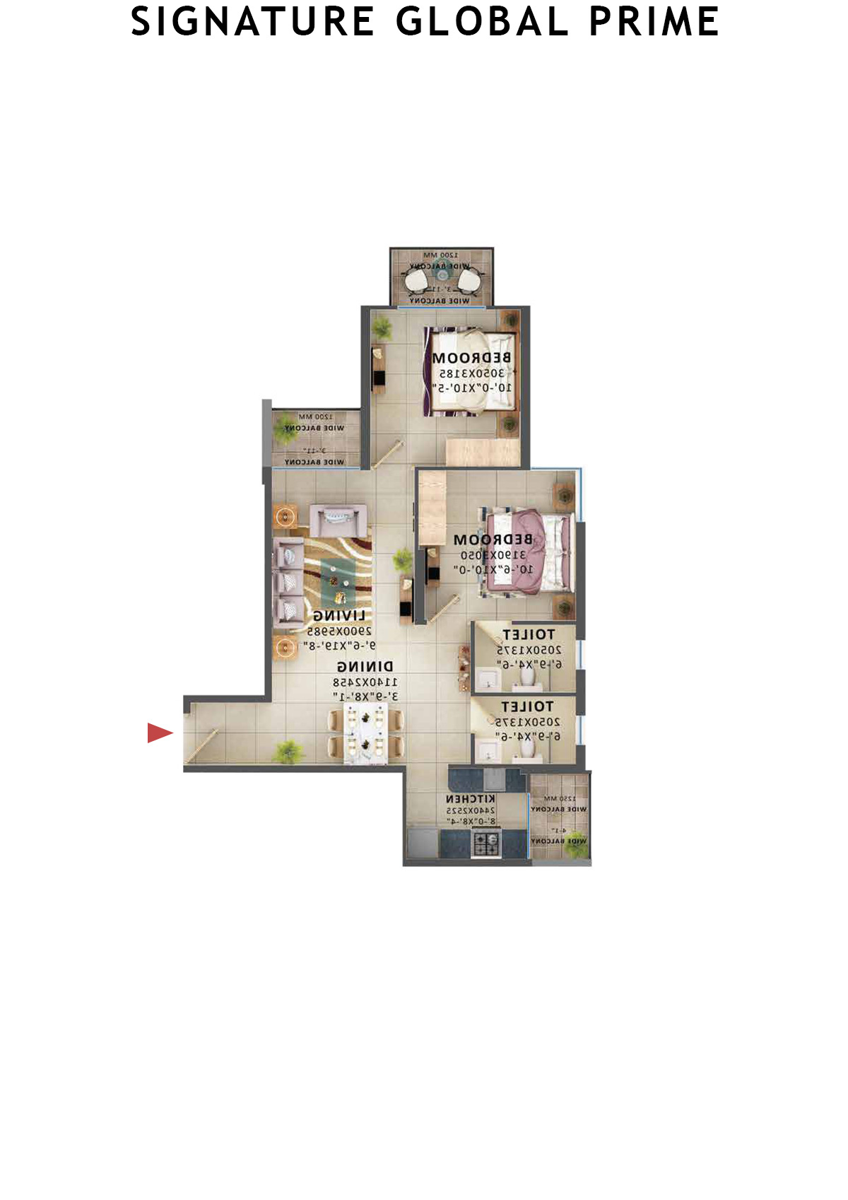 Signature Global Prime Tower C Unit 5 (Type 3) Floor Plan