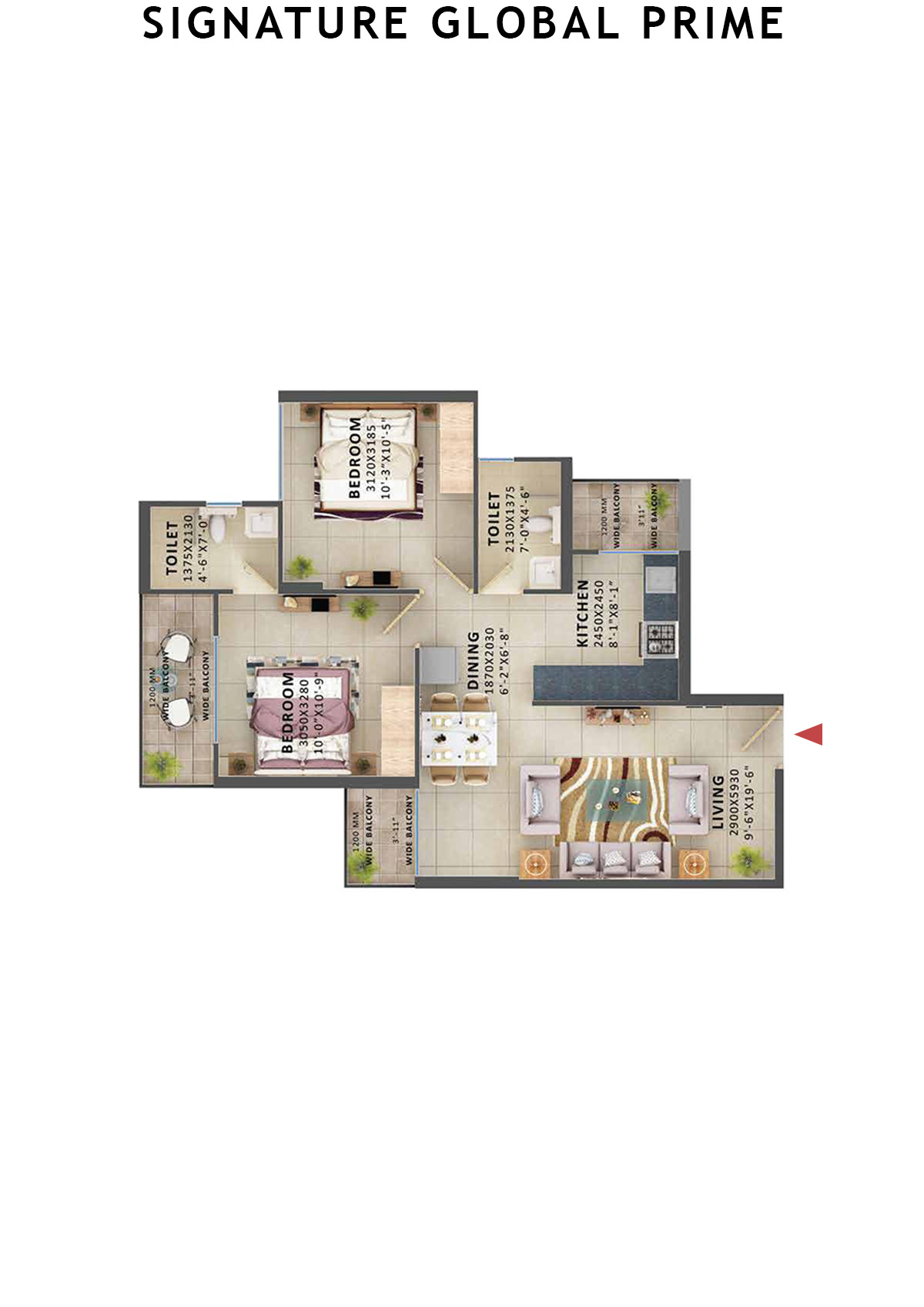 Signature Global Prime Tower D Unit 1 (Type 4) Floor Plan