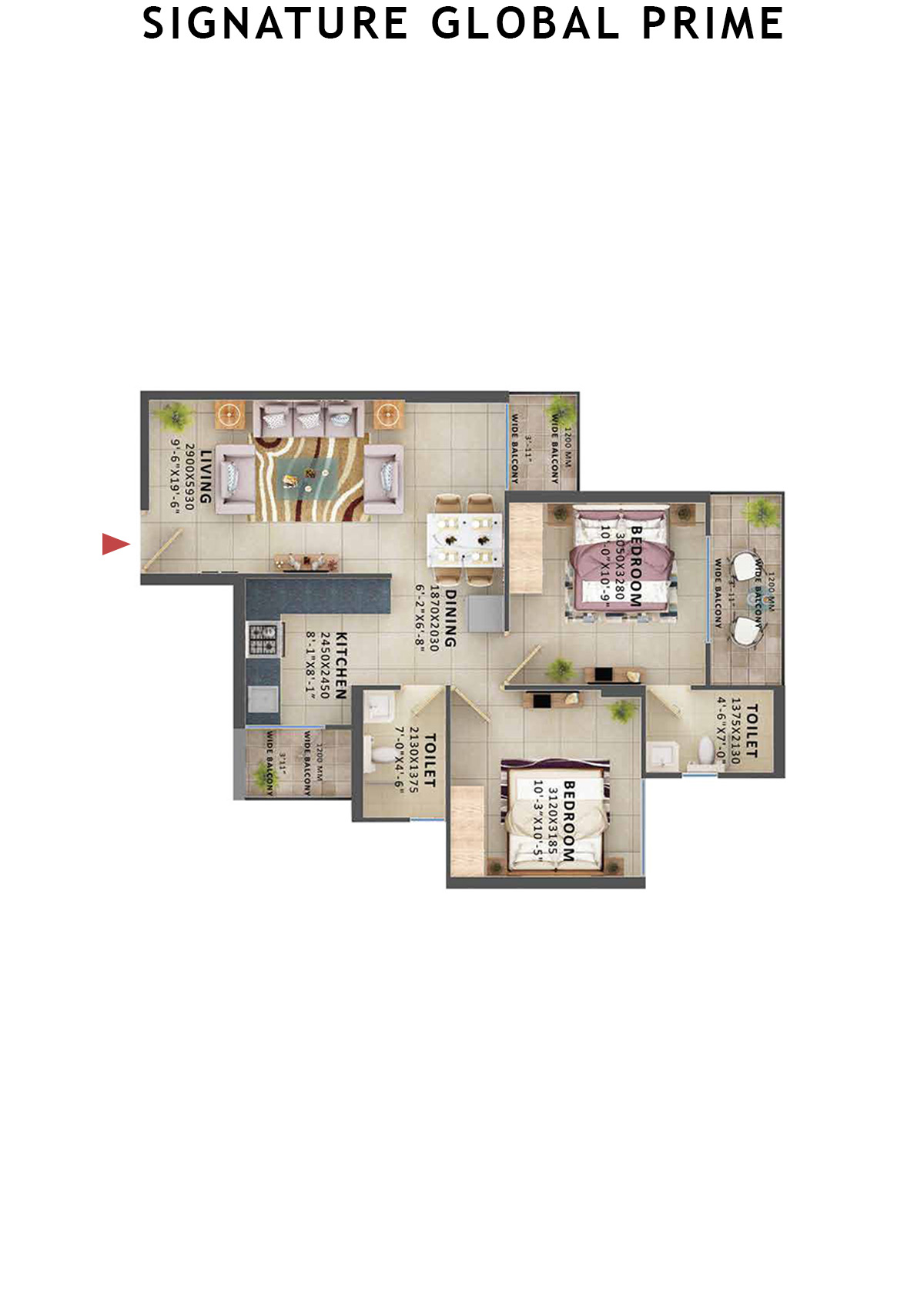 Signature Global Prime Tower D Unit 3 (Type 4) Floor Plan