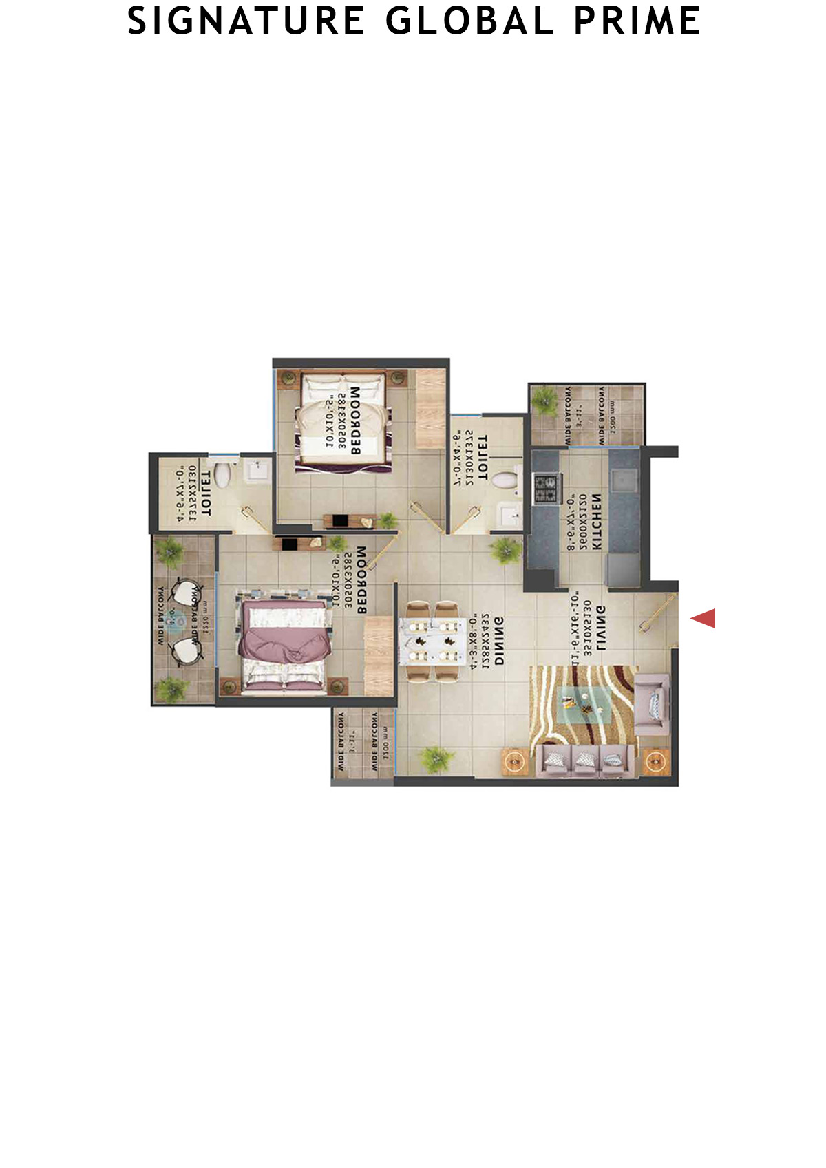 Signature Global Prime Tower D Unit 7 (Type 1) Floor Plan
