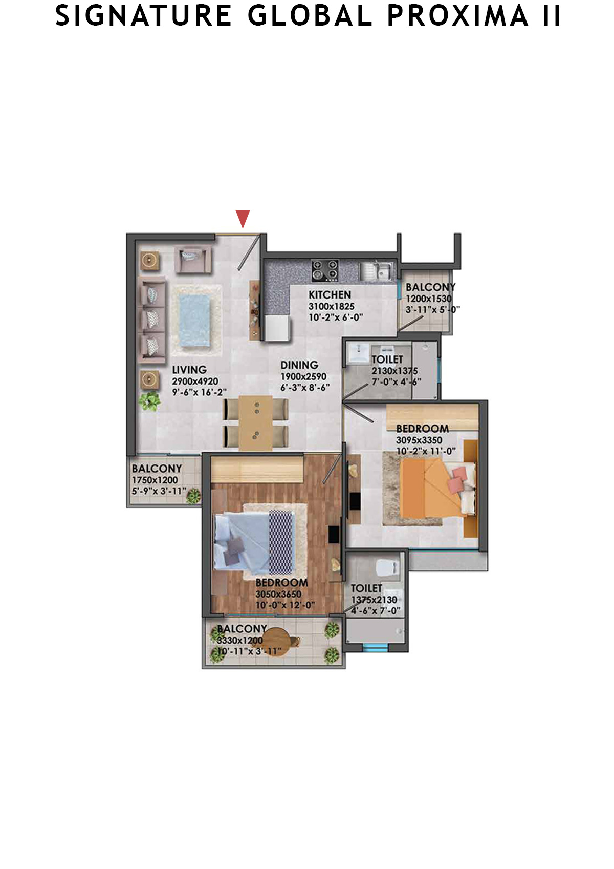 Signature Global Proxima II Tower T5 Unit 5 (Type  1) Floor Plan