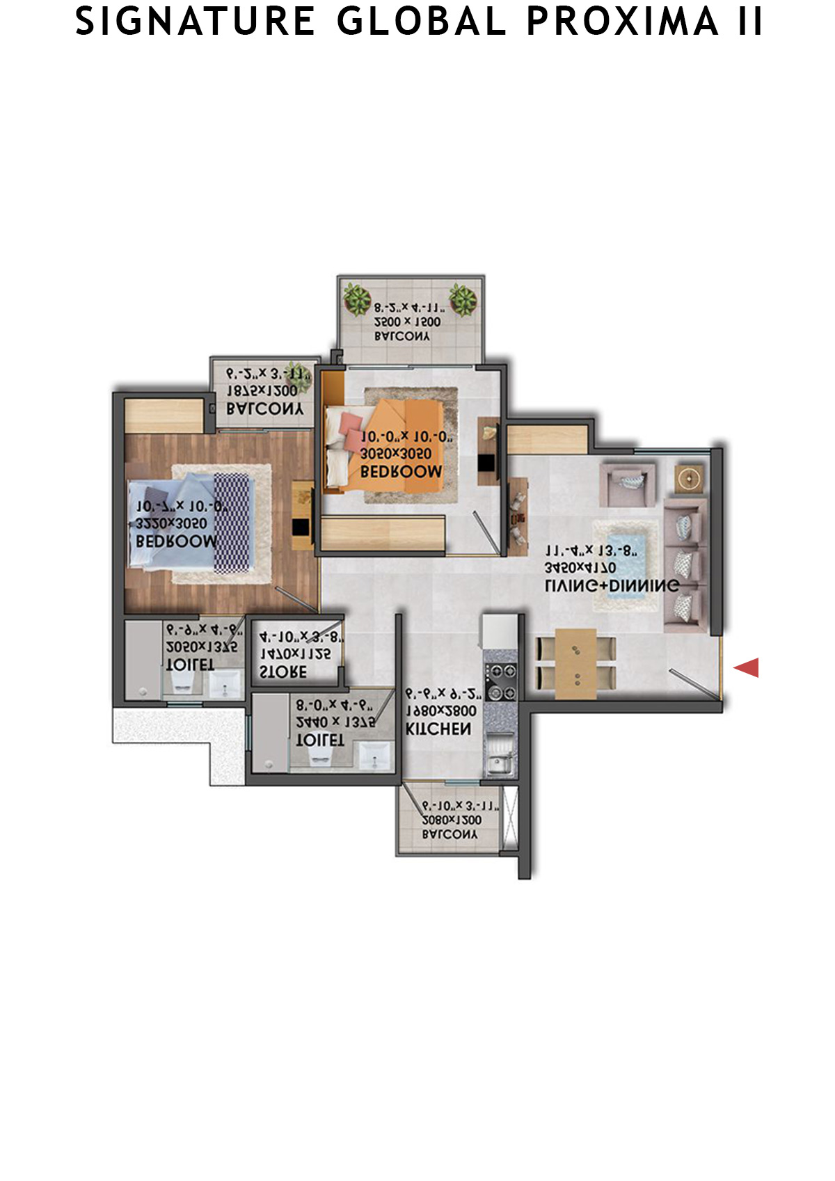 Signature Global Proxima II Tower T7 Unit 1 (Type  4) Floor Plan