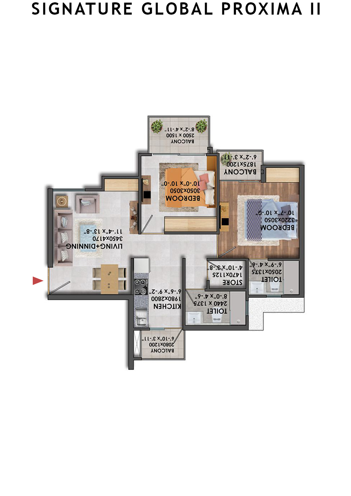 Signature Global Proxima II Tower T7 Unit 2 (Type  4) Floor Plan