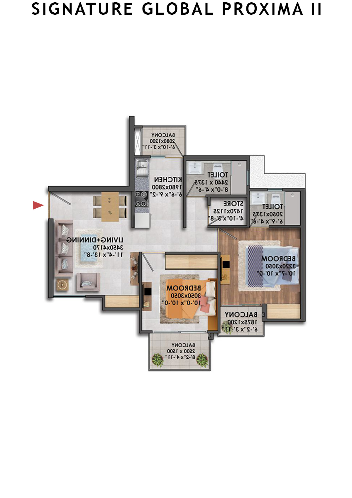 Signature Global Proxima II Tower T7 Unit 3 (Type  4) Floor Plan