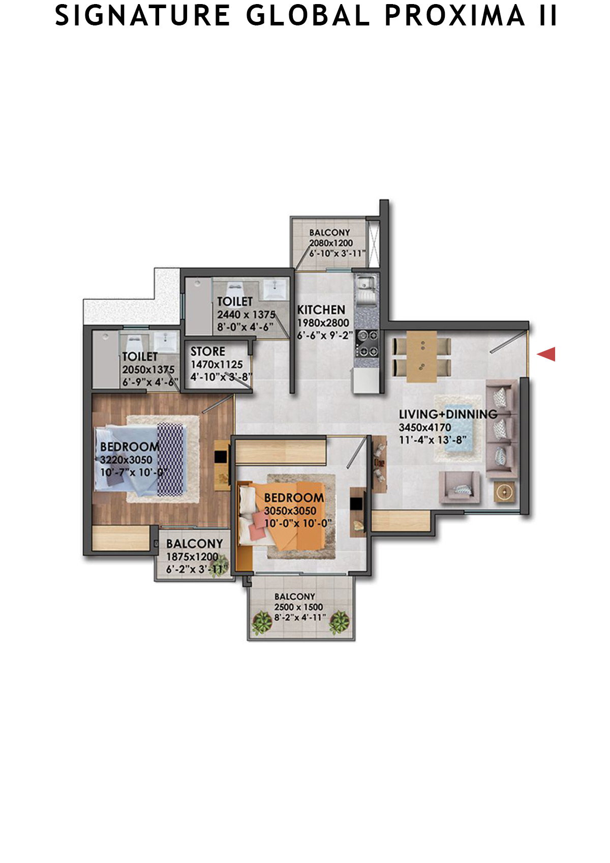 Signature Global Proxima II Tower T7 Unit 4 (Type  4) Floor Plan