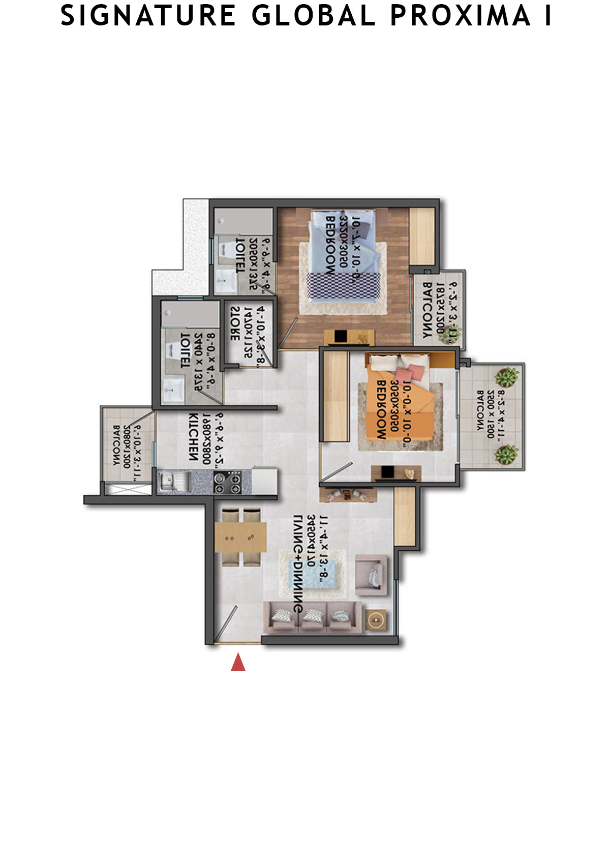 Signature Global Proxima I Tower T1 Unit 2 (Type 4) Floor Plan