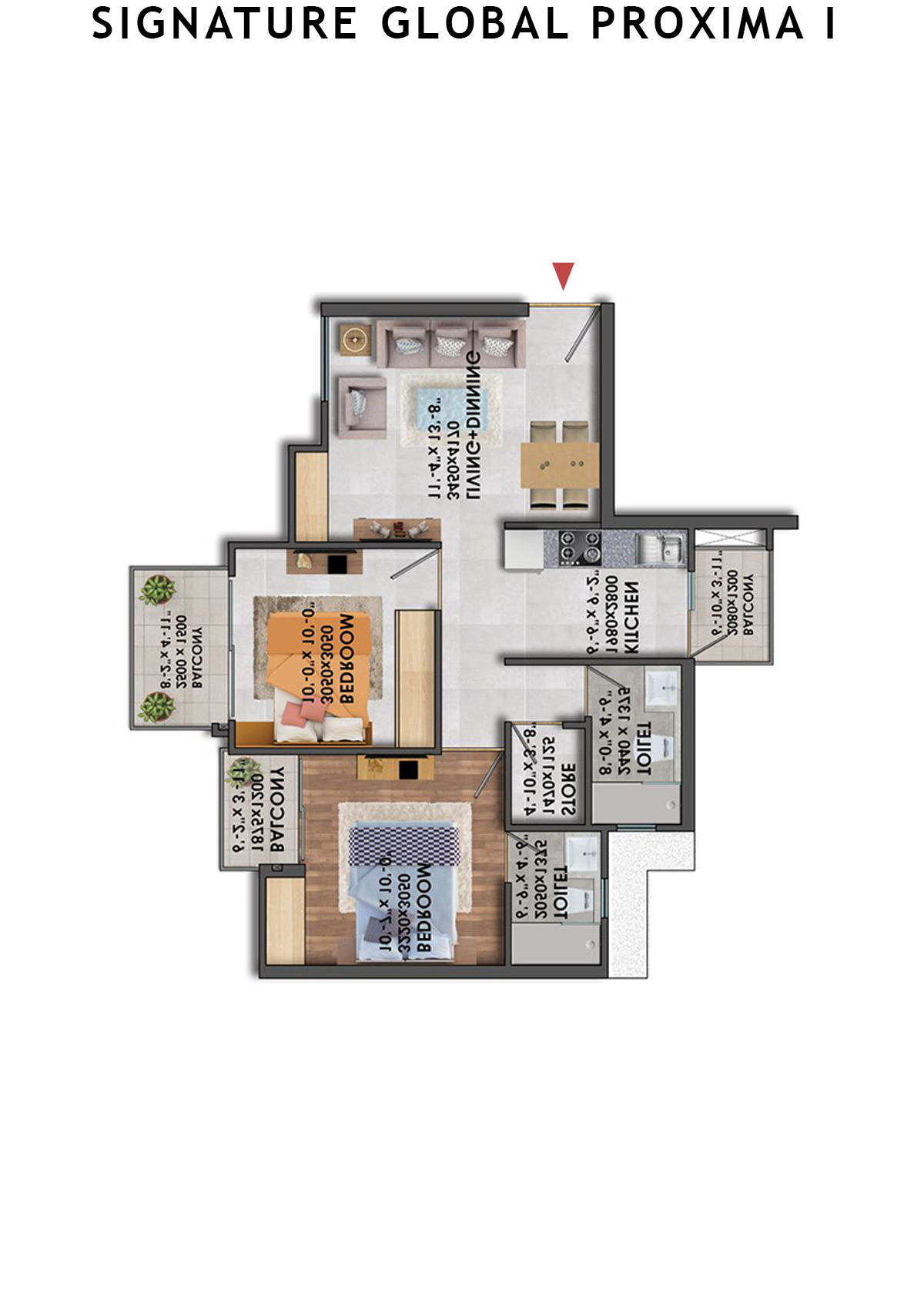 Signature Global Proxima I Tower T1 Unit 4 (Type 4) Floor Plan