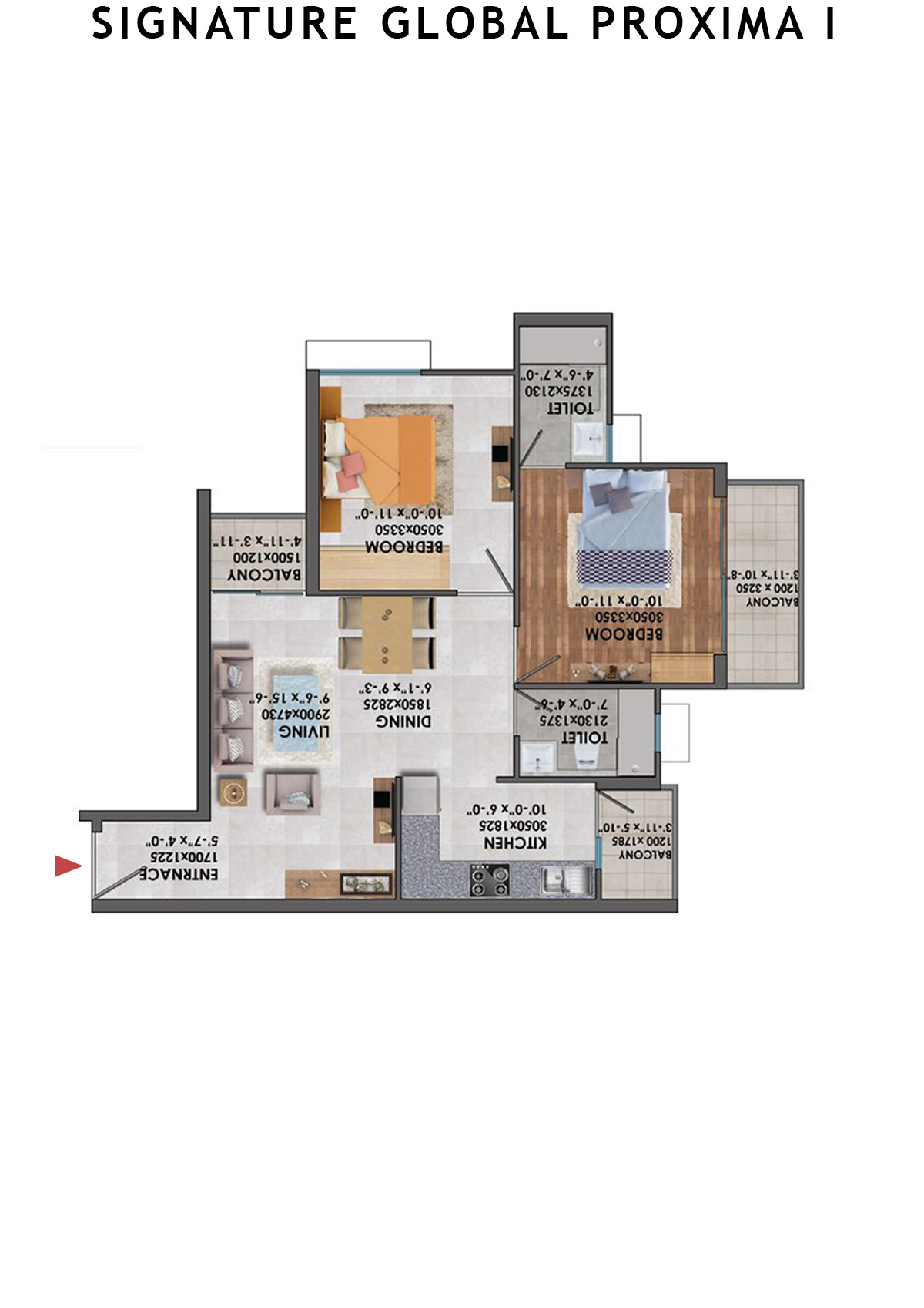 Signature Global Proxima I Tower T2 Unit 2 (Type 4) Floor Plan