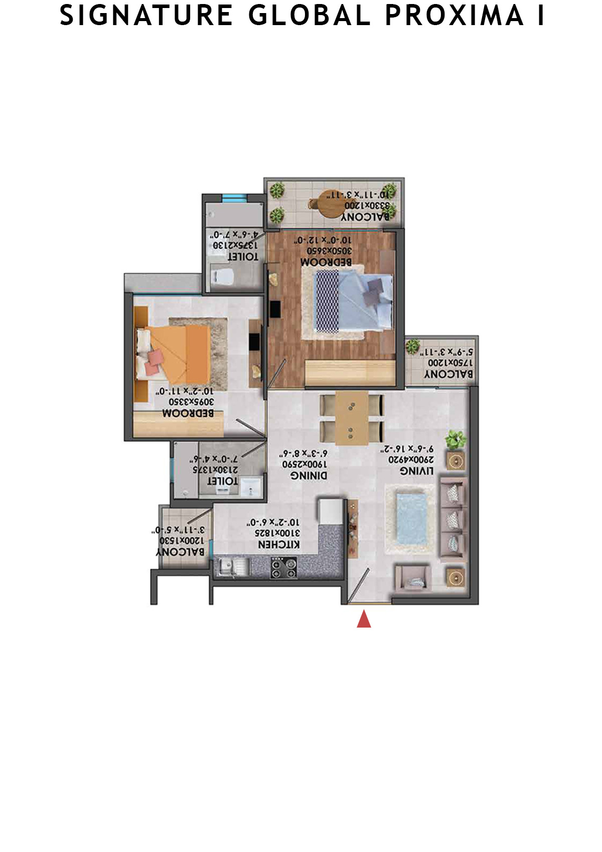 Signature Global Proxima I Tower T3 Unit 1 (Type 1) Floor Plan
