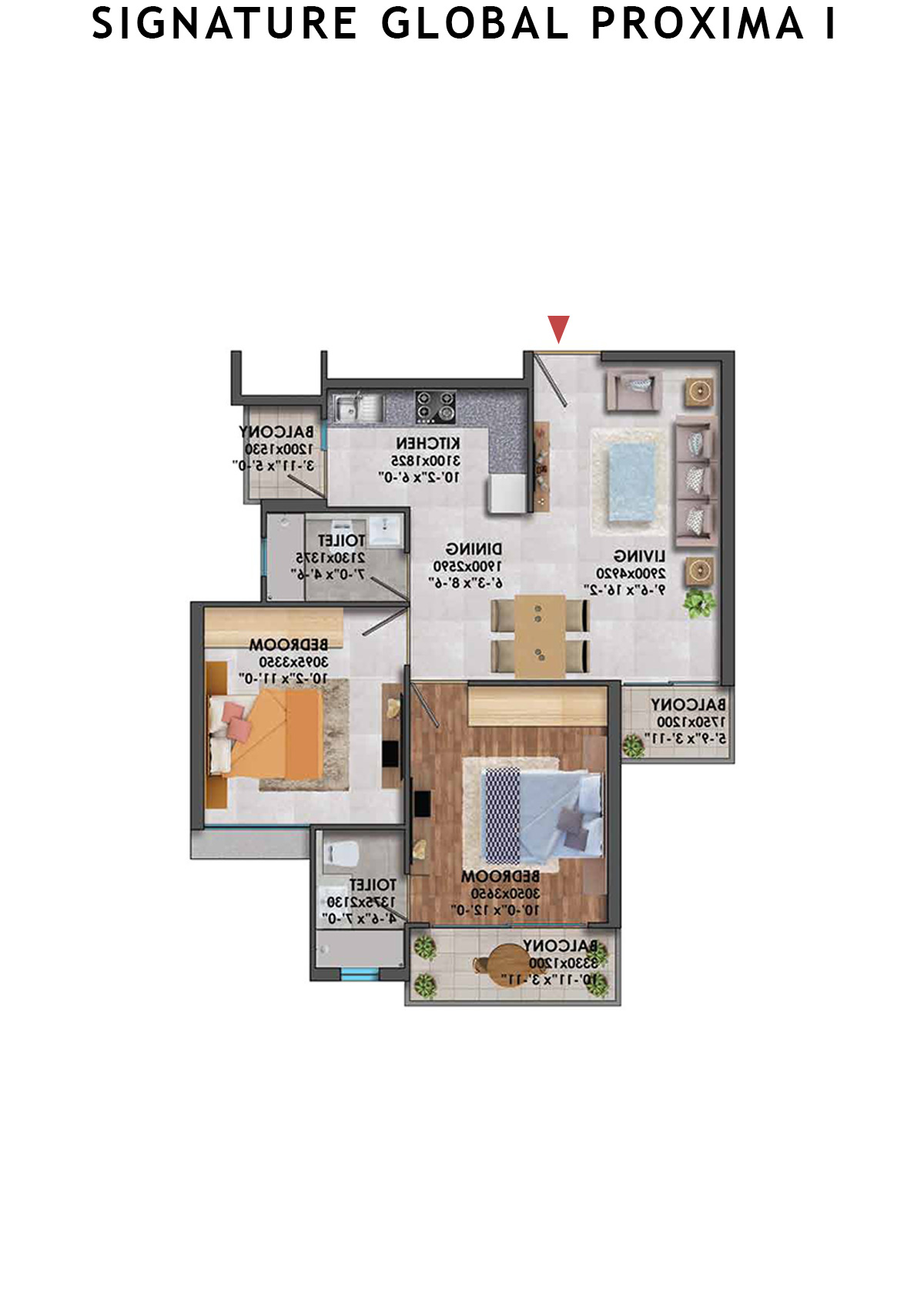 Signature Global Proxima I Tower T4 Unit 8 (Type 1) Floor Plan