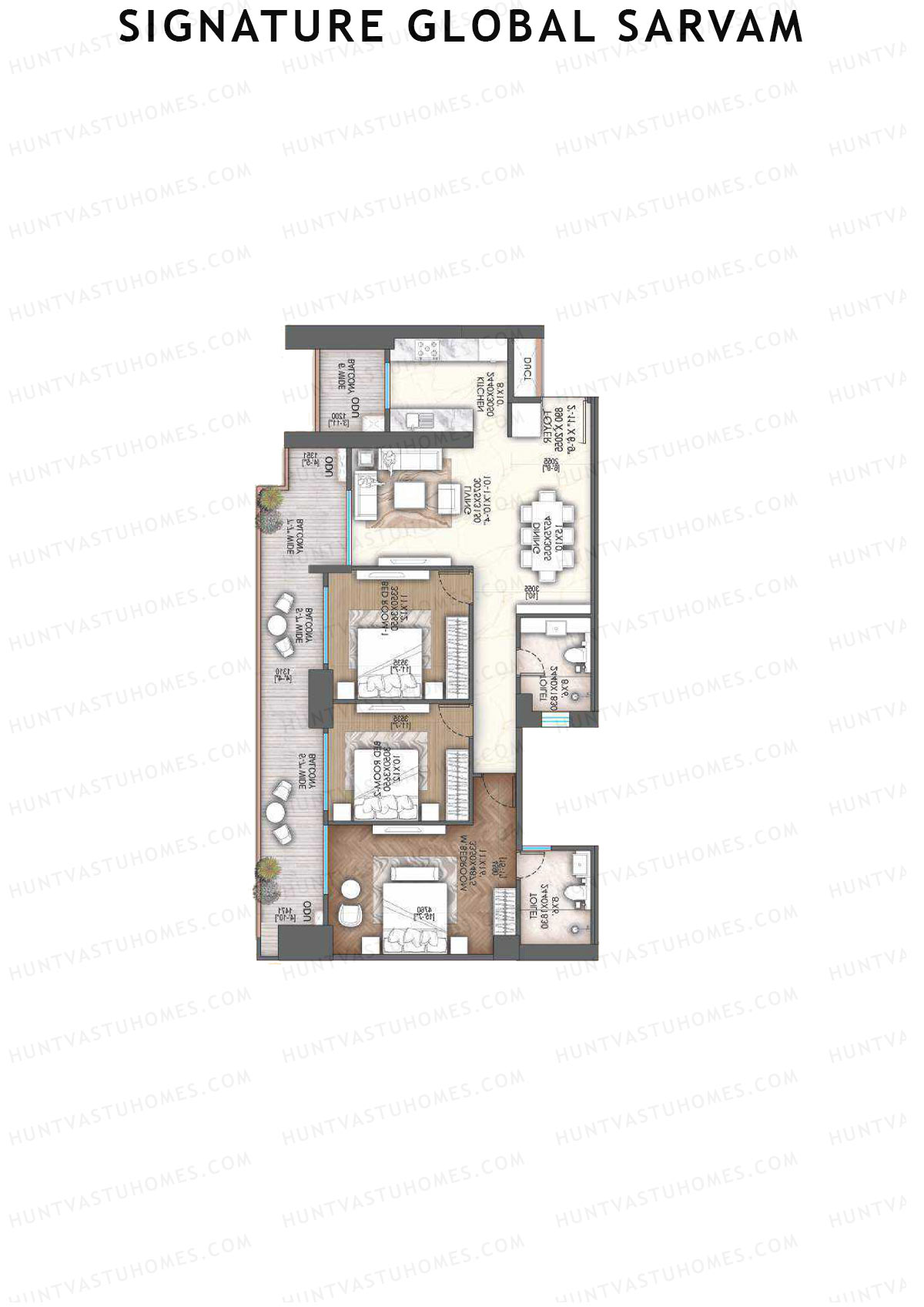 Signature Global Sarvam Tower 10 Unit 3 (Type 2) Floor Plan