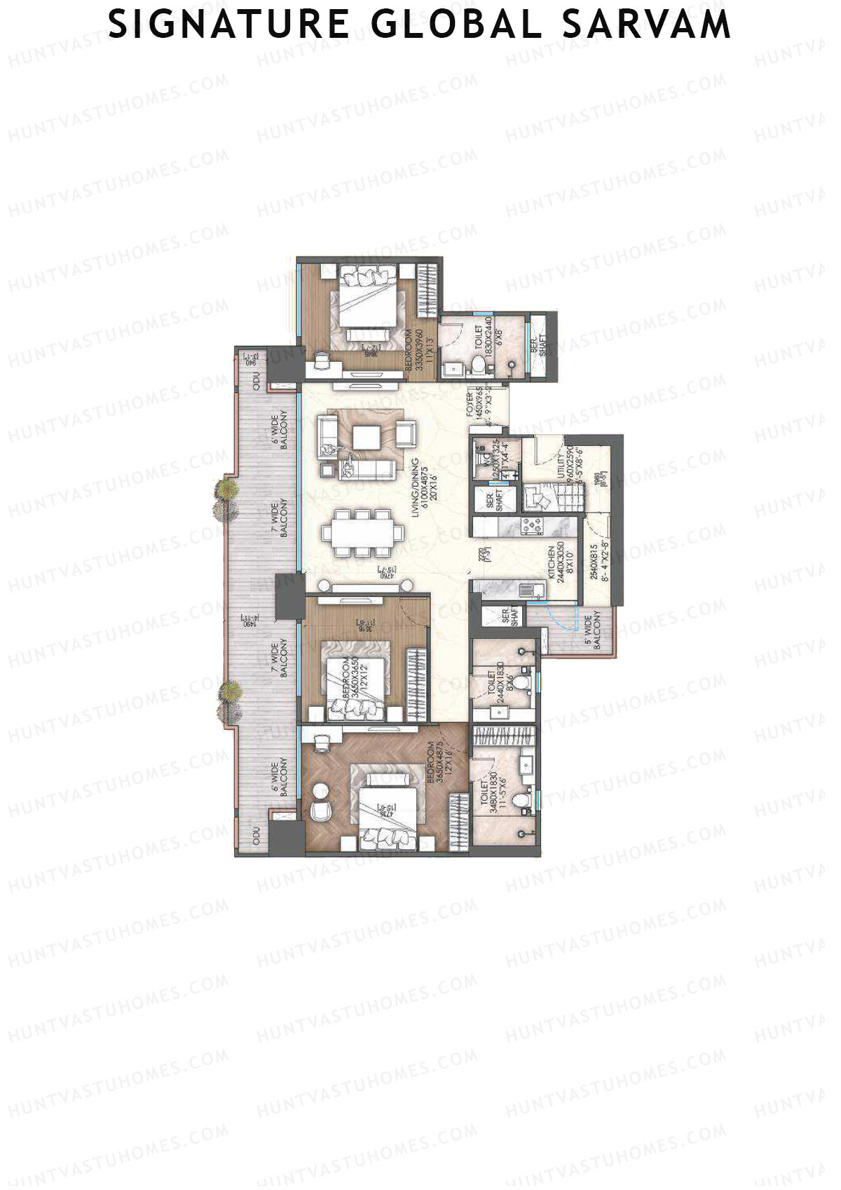 Signature Global Sarvam Tower 1 Unit 1 (Type 1) Floor Plan