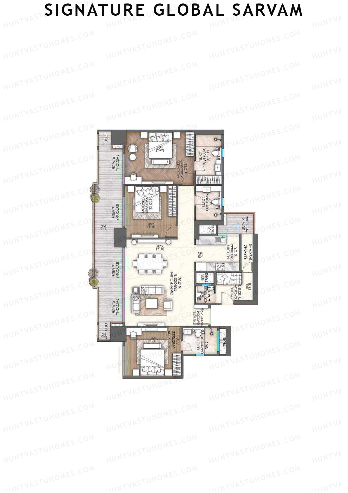 Signature Global Sarvam Tower 1 Unit 2 (Type 1) Floor Plan