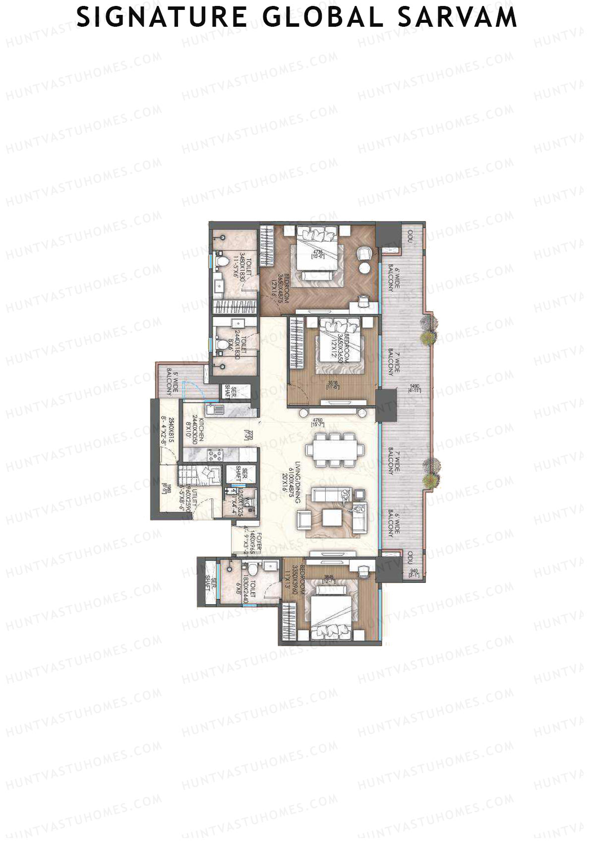 Signature Global Sarvam Tower 3 Unit 3 (Type 1) Floor Plan