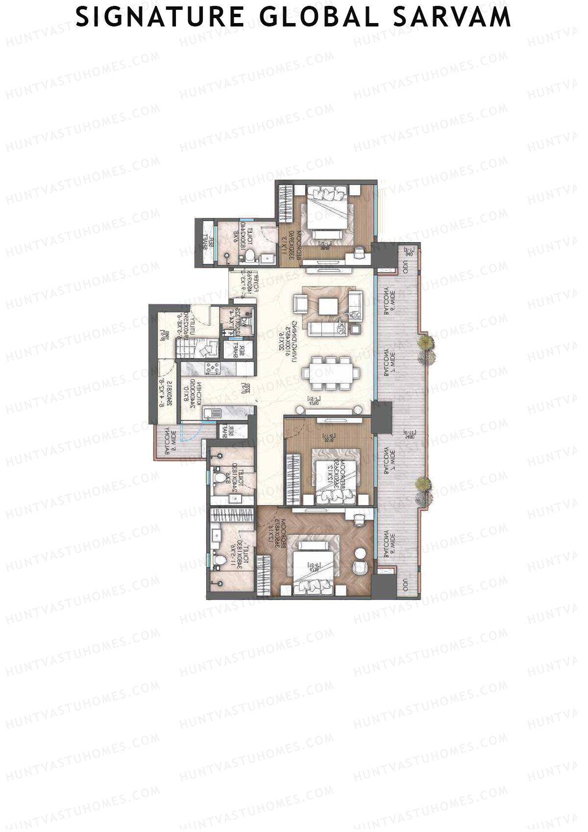 Signature Global Sarvam Tower 4 Unit 4 (Type 1) Floor Plan