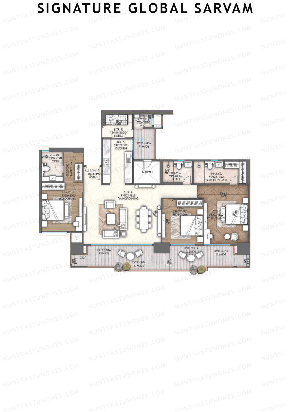 Signature Global Sarvam Tower 7 Unit 1 (Type 2) Floor Plan