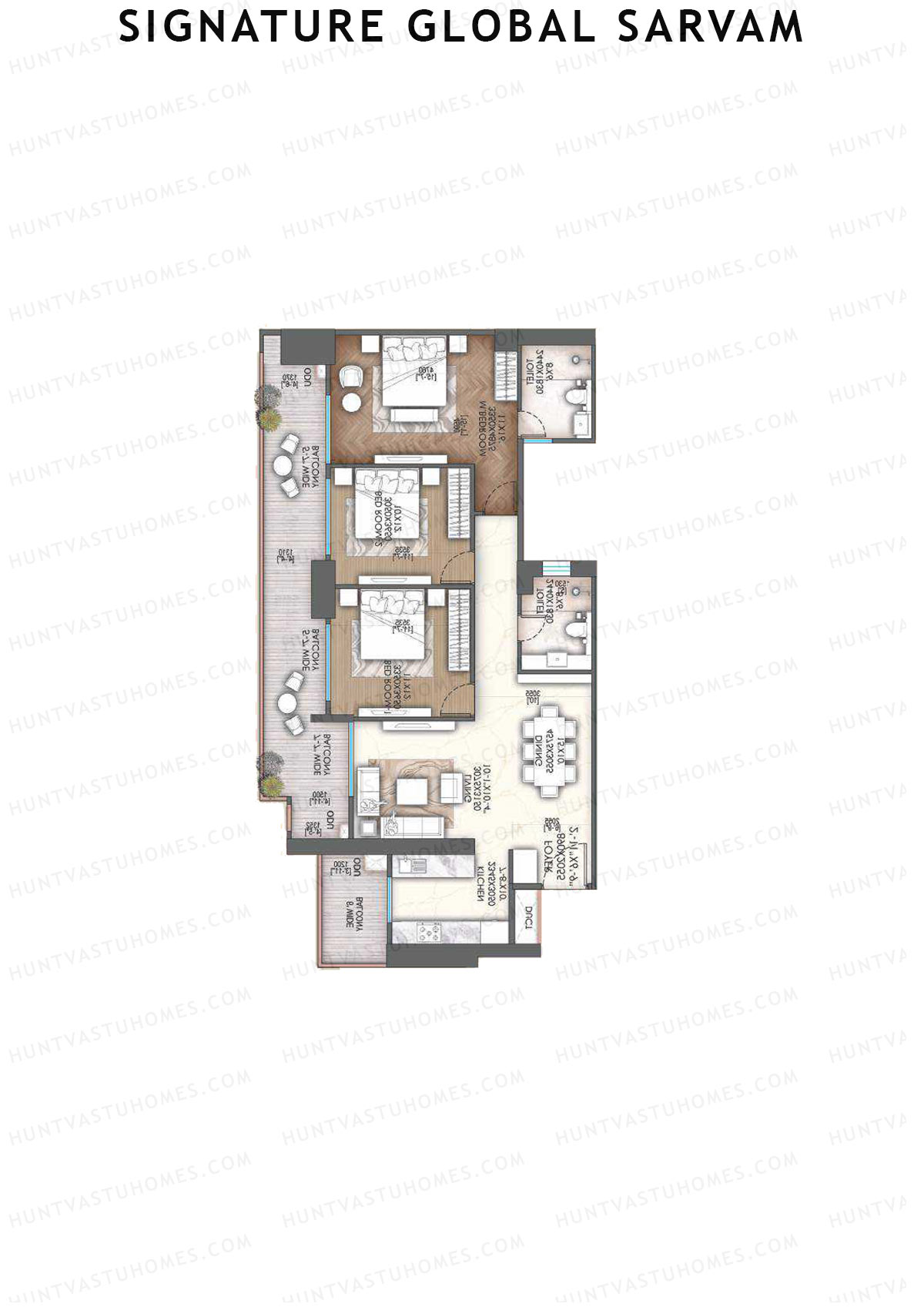 Signature Global Sarvam Tower 9 Unit 4 (Type 1) Floor Plan