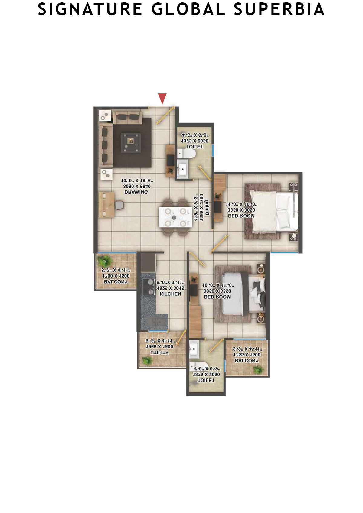 Signature Global Superbia Tower T1 Unit 8 (Type 1) Floor Plan