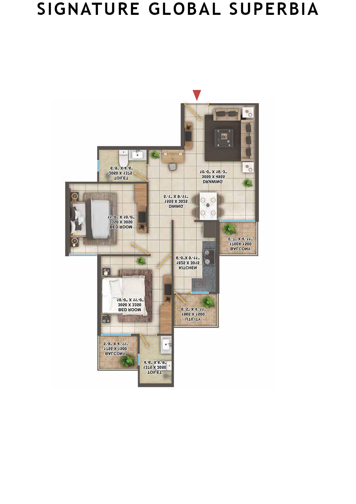 Signature Global Superbia Tower T2 Unit 6 (Type 3) Floor Plan