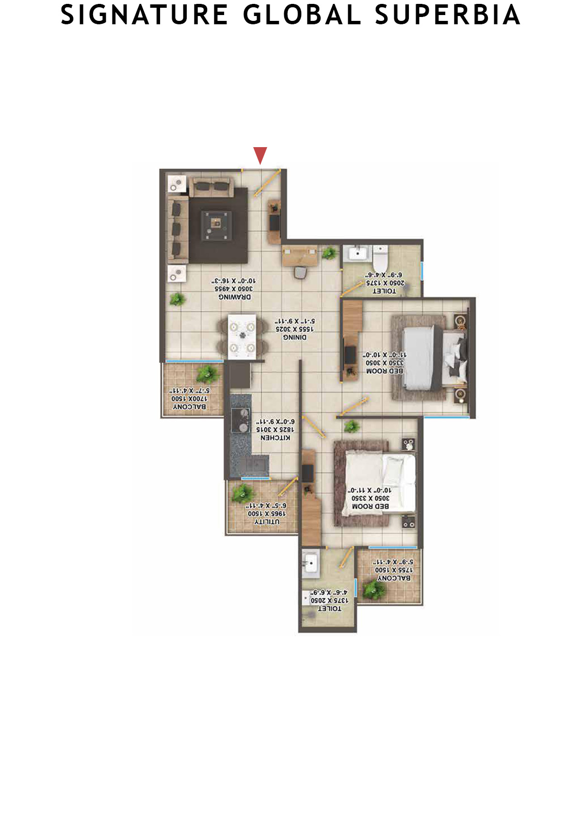 Signature Global Superbia Tower T2 Unit 7 (Type 3) Floor Plan